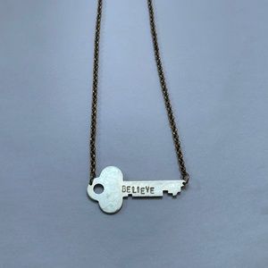 Vintage engraved key necklace